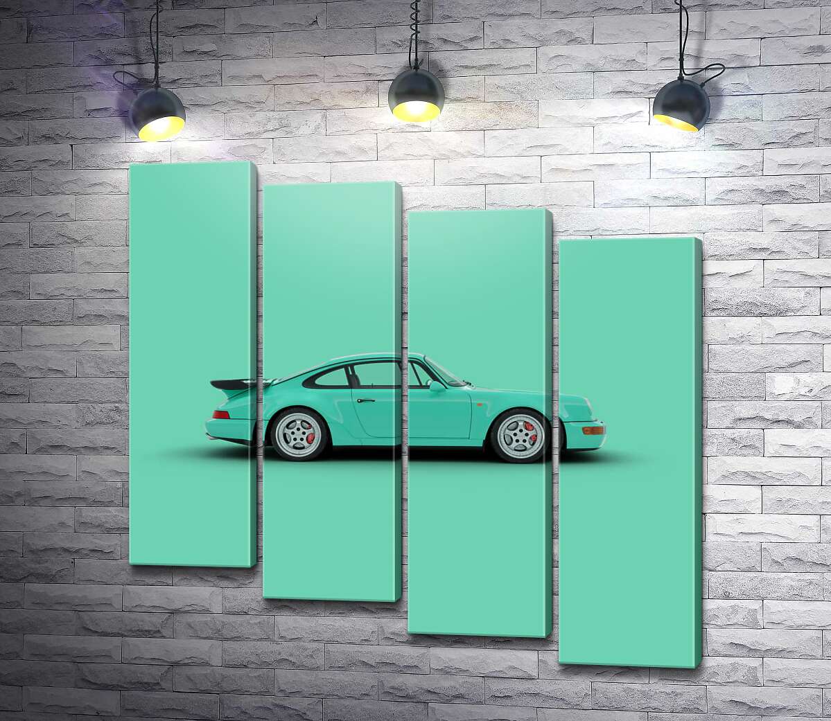 модульная картина Салатовый Porsche 911 (Модуль №19)