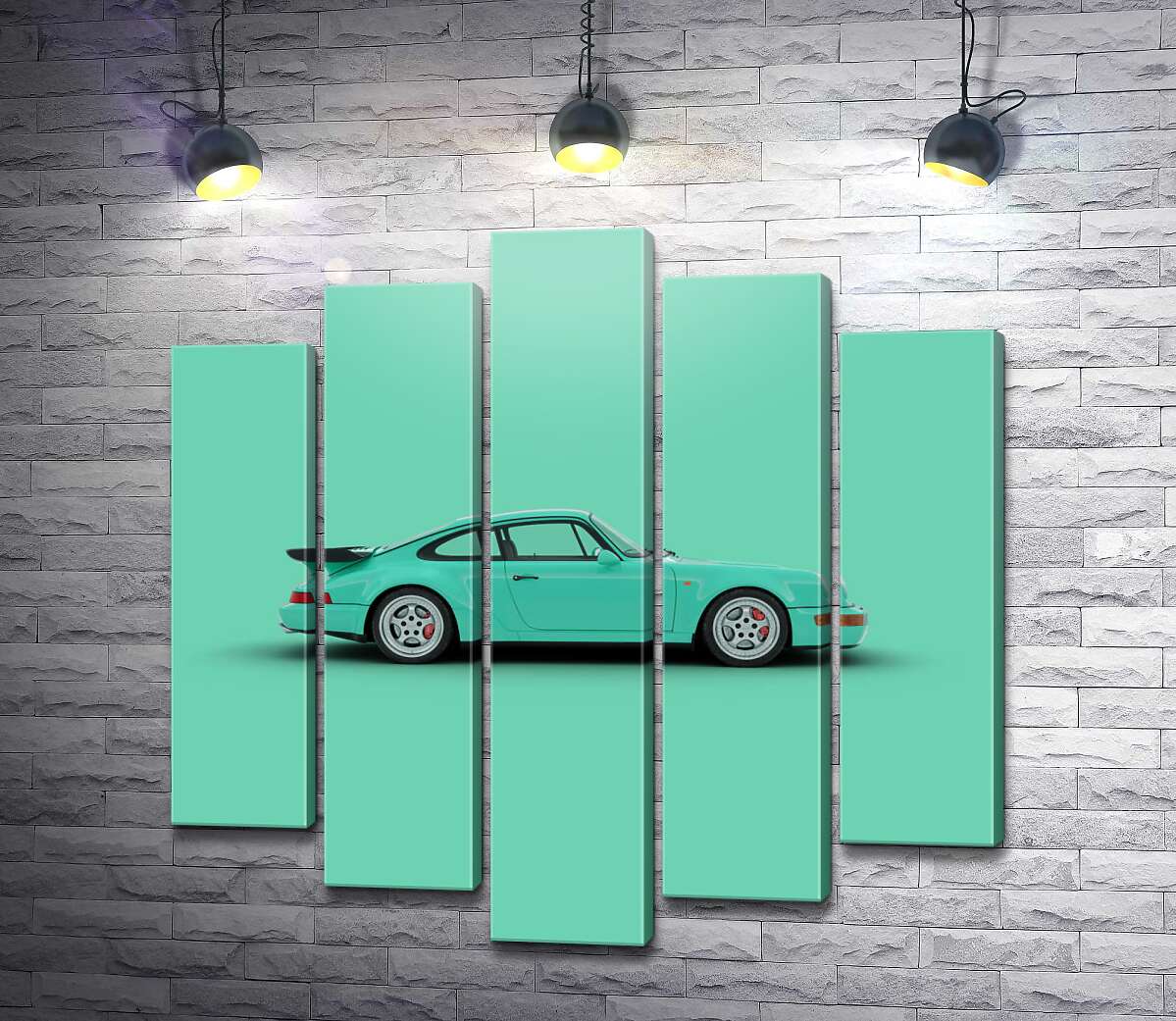 модульная картина Салатовый Porsche 911 (Модуль №4)