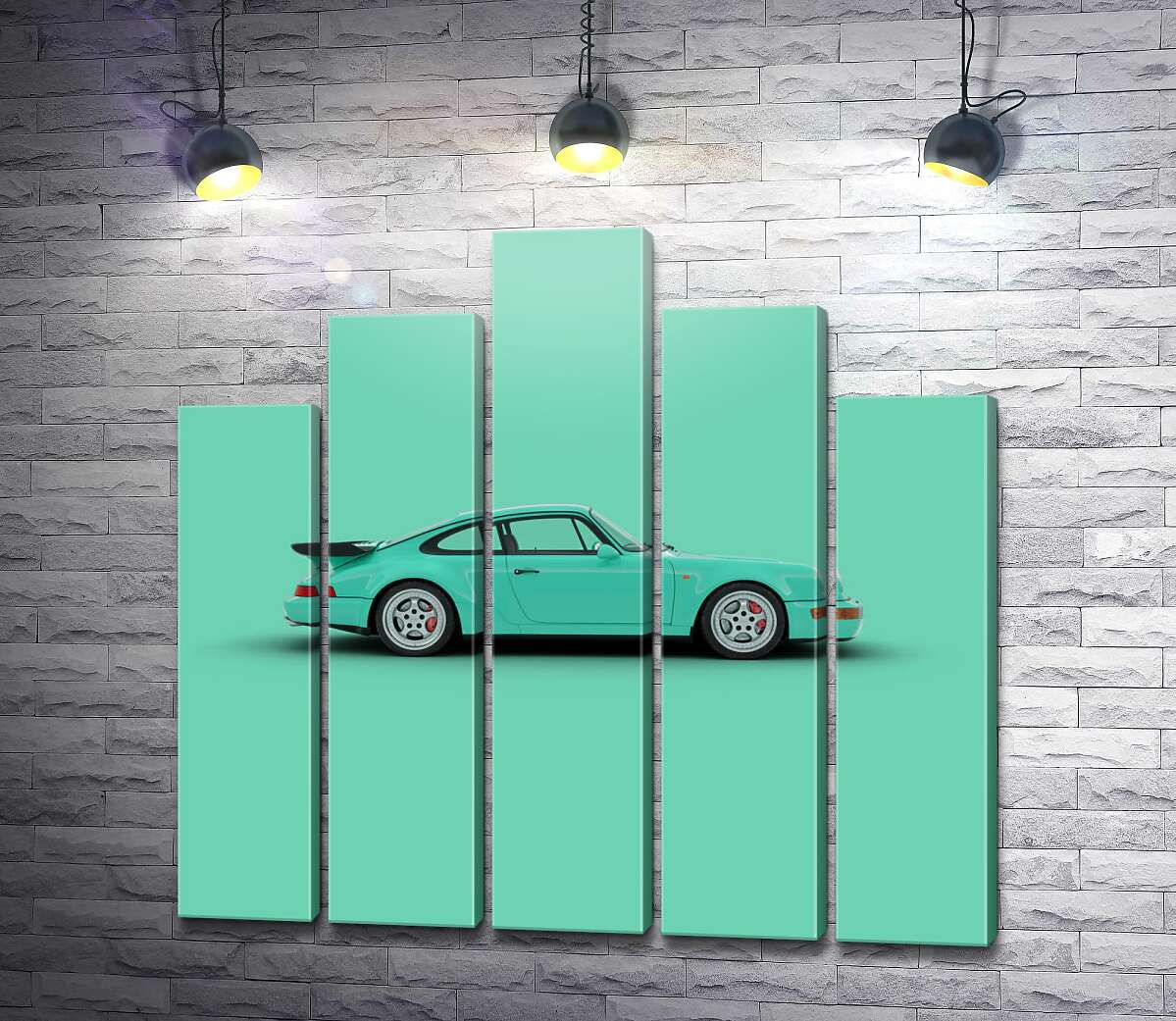 модульна картина Салатовий Porsche 911 (Модуль №29)