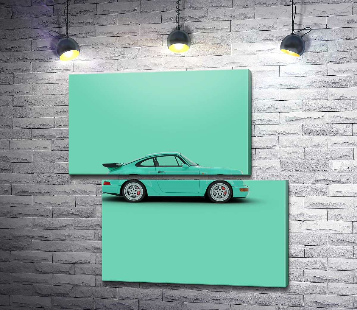 модульная картина Салатовый Porsche 911 (Модуль №8)