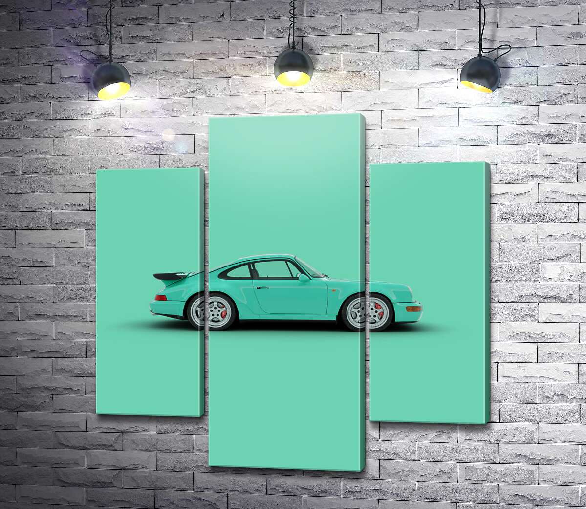 модульная картина Салатовый Porsche 911 (Модуль №10)
