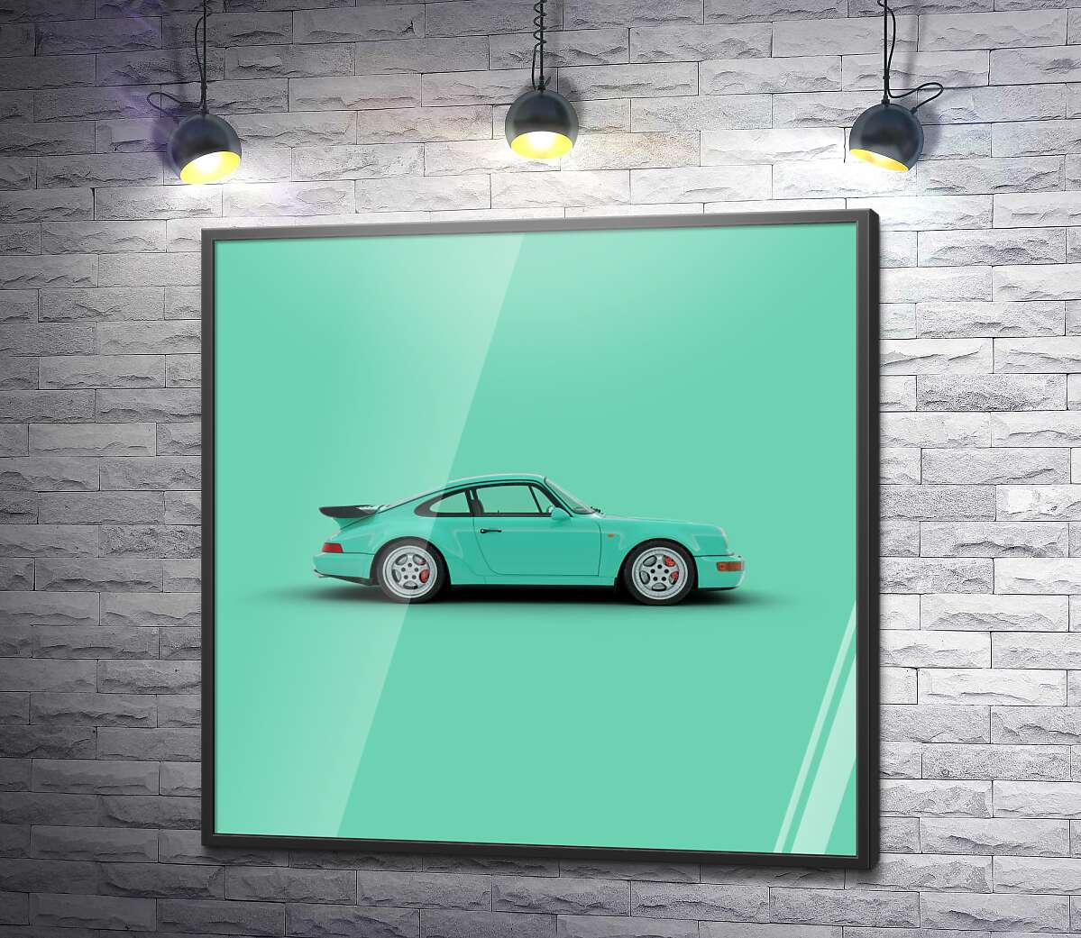 постер Салатовый Porsche 911