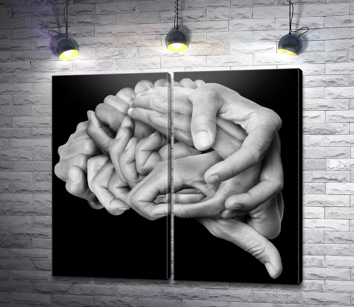 модульна картина Кисті рук переплетені у вигляді мозку