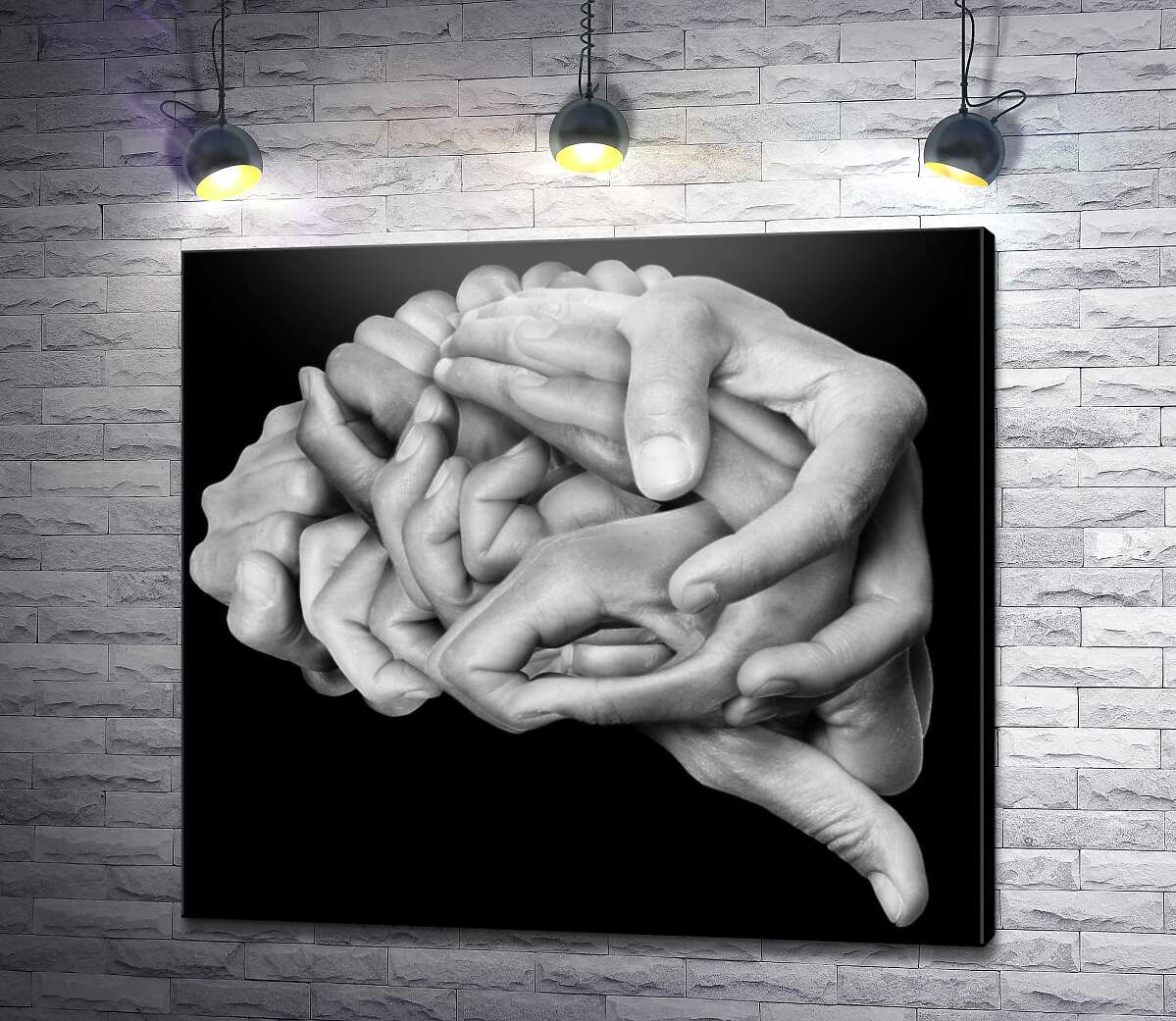 картина Кисти рук переплетены в виде мозга