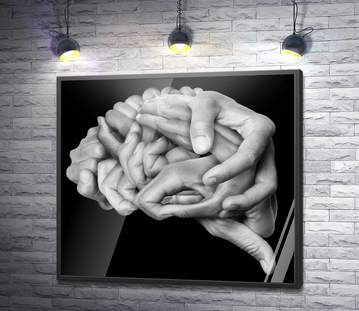постер Кисті рук переплетені у вигляді мозку
