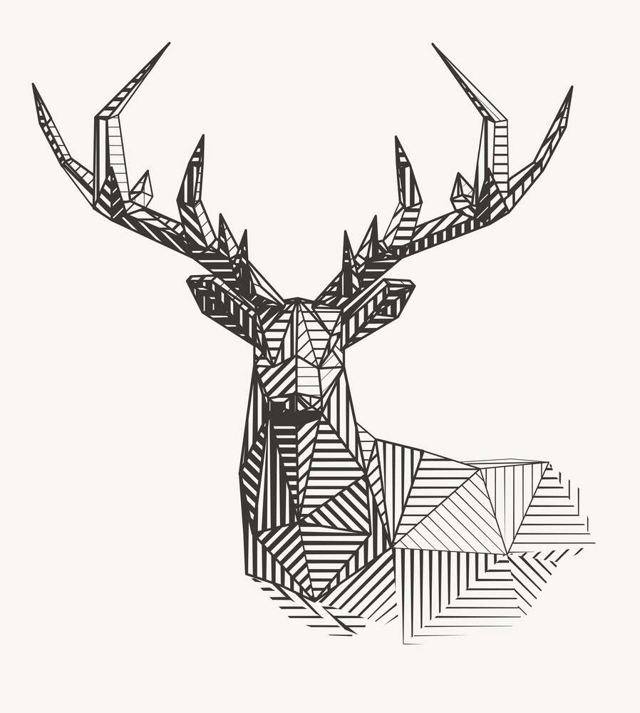 картина-постер Благородный олень из геометрических фигур