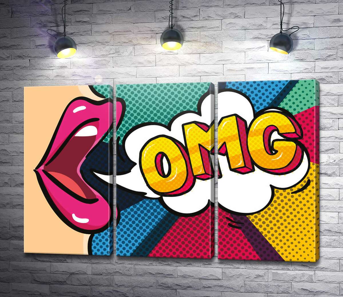 модульная картина Фраза OMG в облачке (Модуль №2)