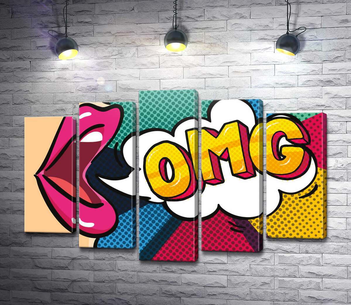 модульна картина Фраза OMG у хмаринці (Модуль №4)
