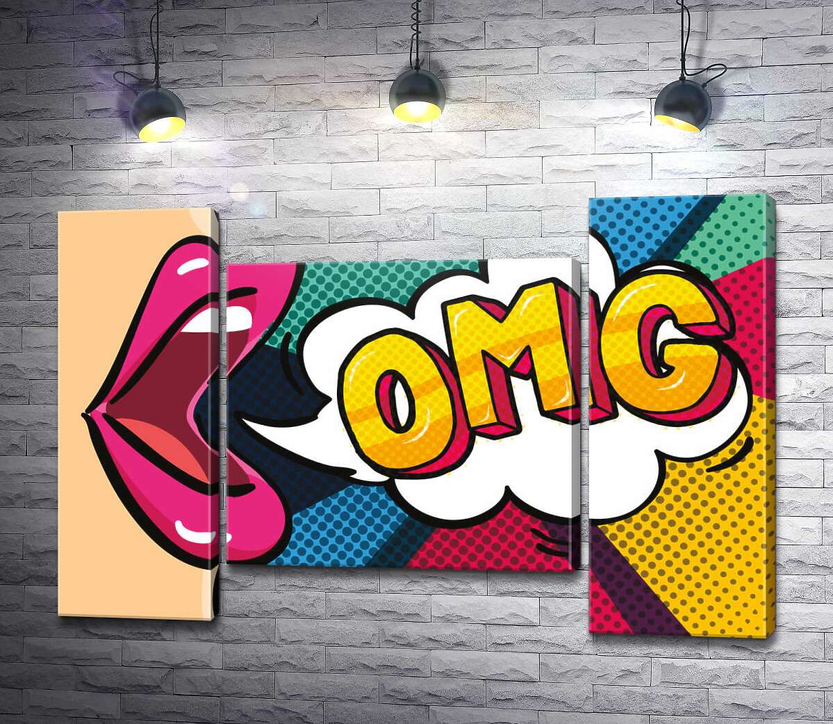 модульная картина Фраза OMG в облачке (Модуль №11)