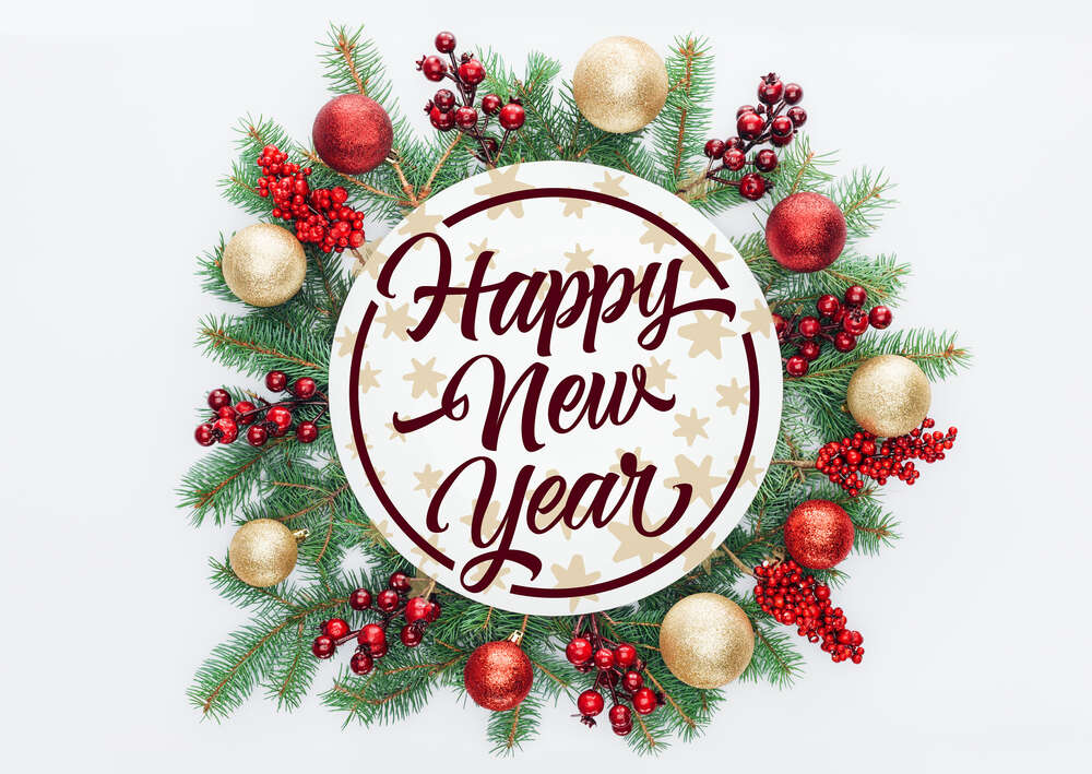 картина-постер Новогоднее пожелание: Happy new year