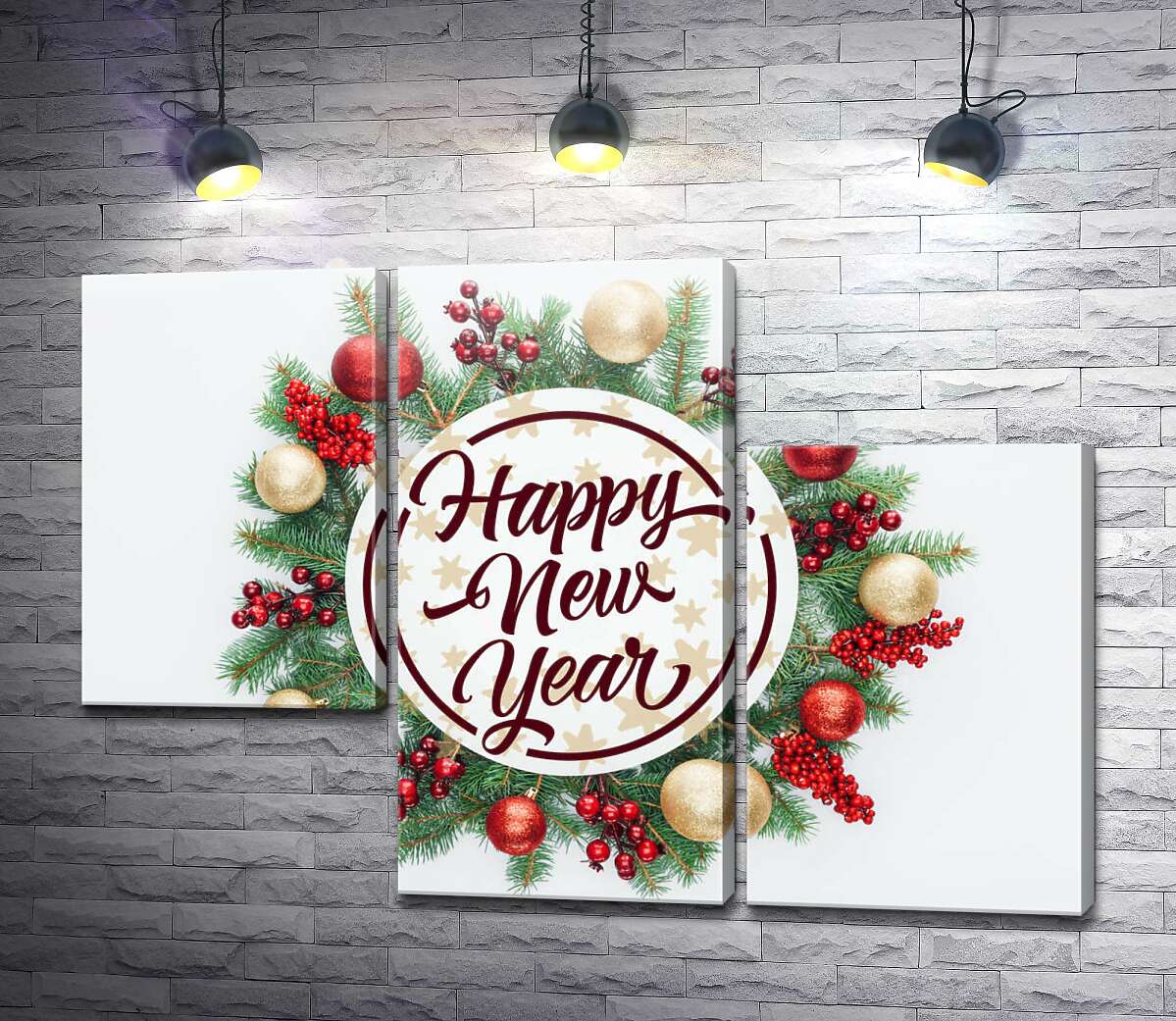 модульная картина Новогоднее пожелание: Happy new year (Модуль №13)