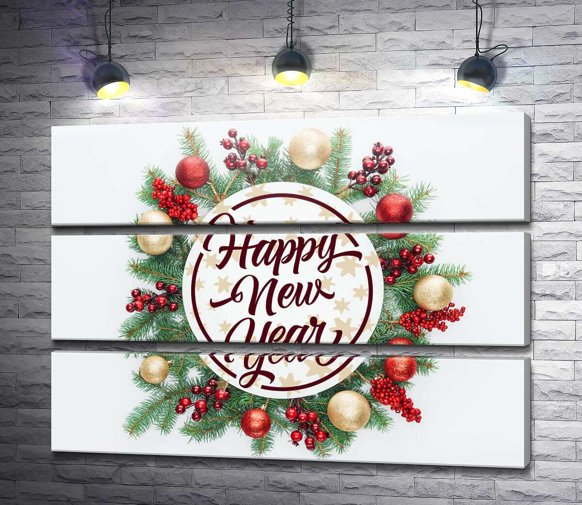 модульна картина Новорічне побажання: Happy new year (Модуль №15)