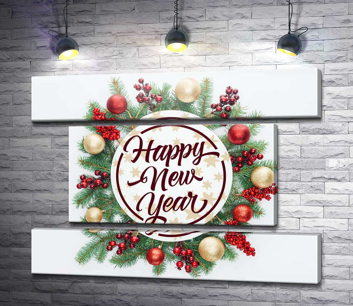 модульна картина Новорічне побажання: Happy new year (Модуль №18)