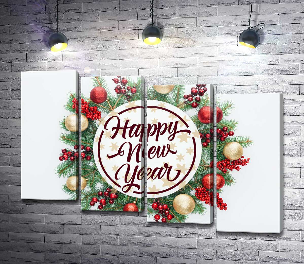 модульна картина Новорічне побажання: Happy new year (Модуль №19)