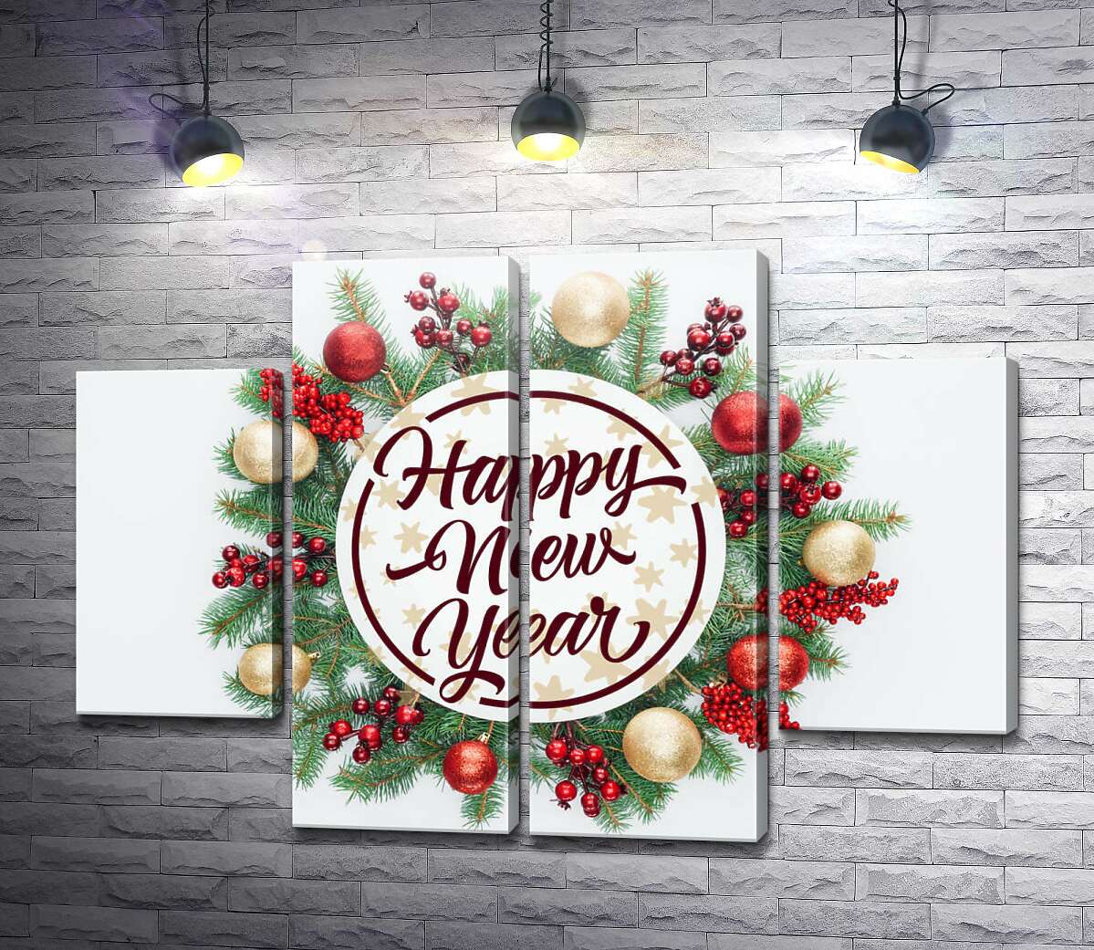 модульна картина Новорічне побажання: Happy new year (Модуль №20)