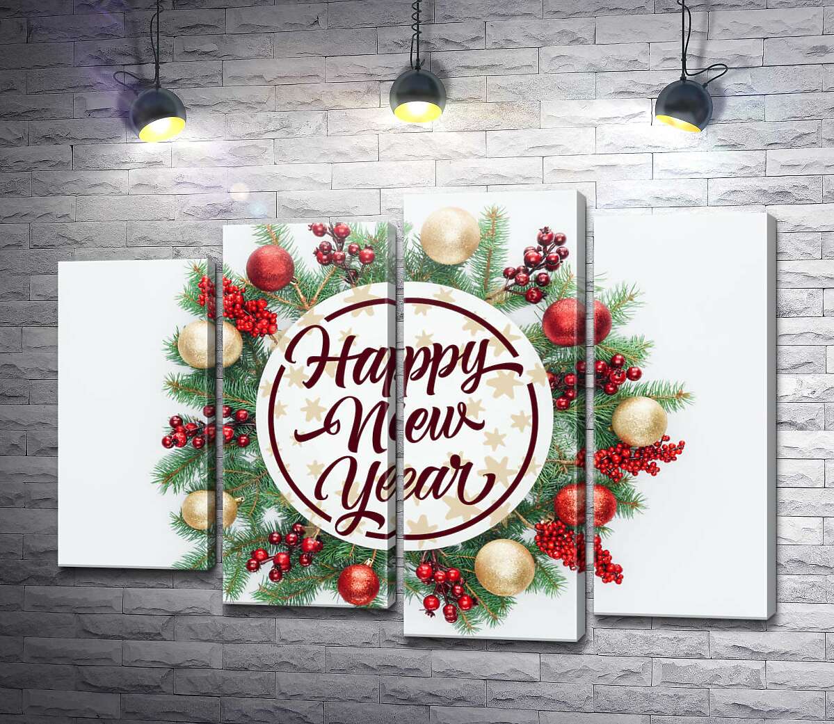 модульна картина Новорічне побажання: Happy new year (Модуль №3)
