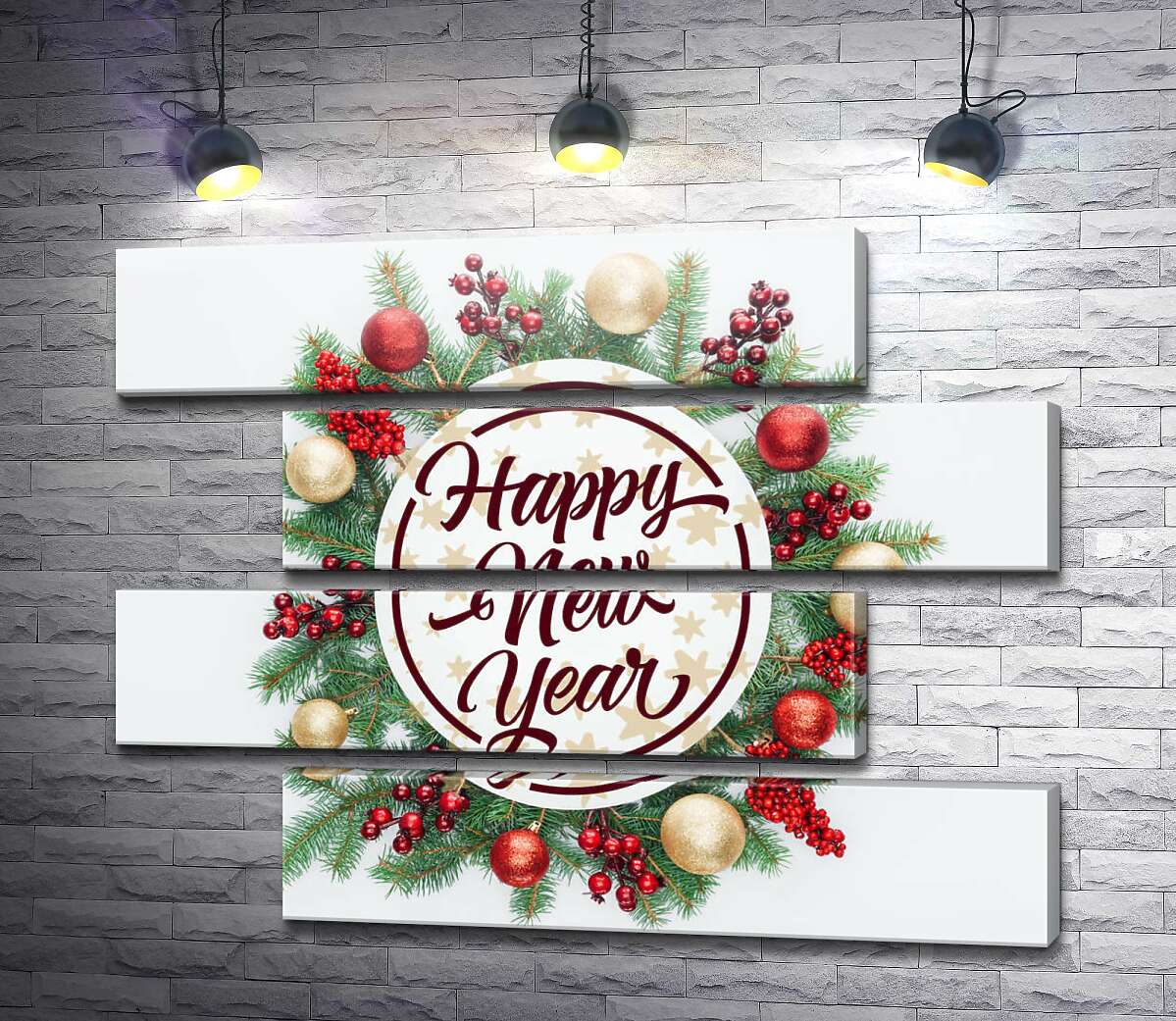 модульна картина Новорічне побажання: Happy new year (Модуль №23)
