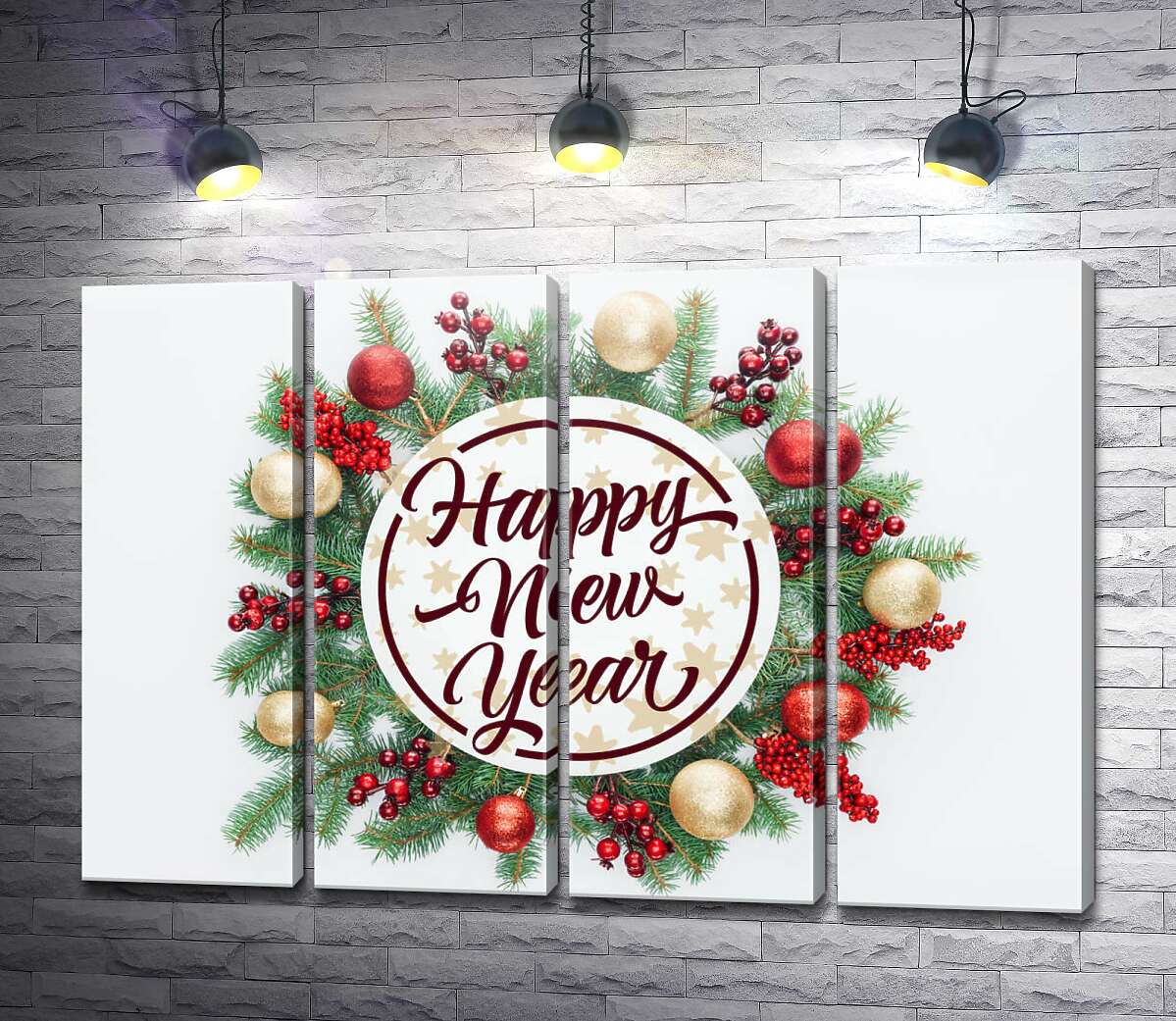 модульна картина Новорічне побажання: Happy new year (Модуль №24)