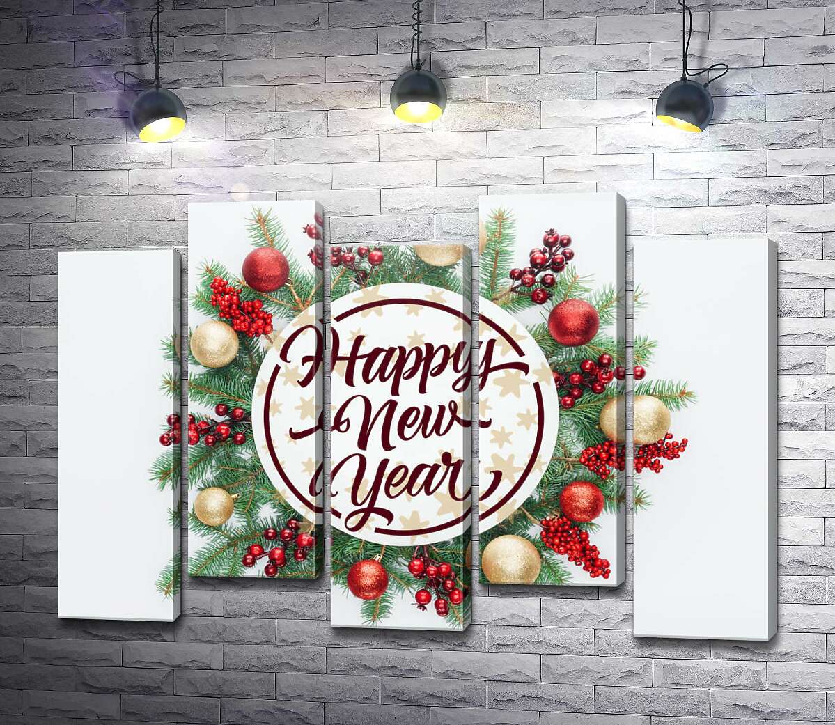 модульная картина Новогоднее пожелание: Happy new year (Модуль №30)