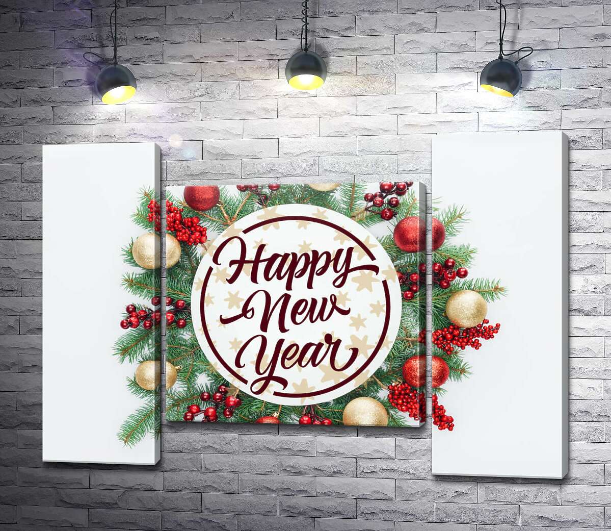 модульная картина Новогоднее пожелание: Happy new year (Модуль №11)
