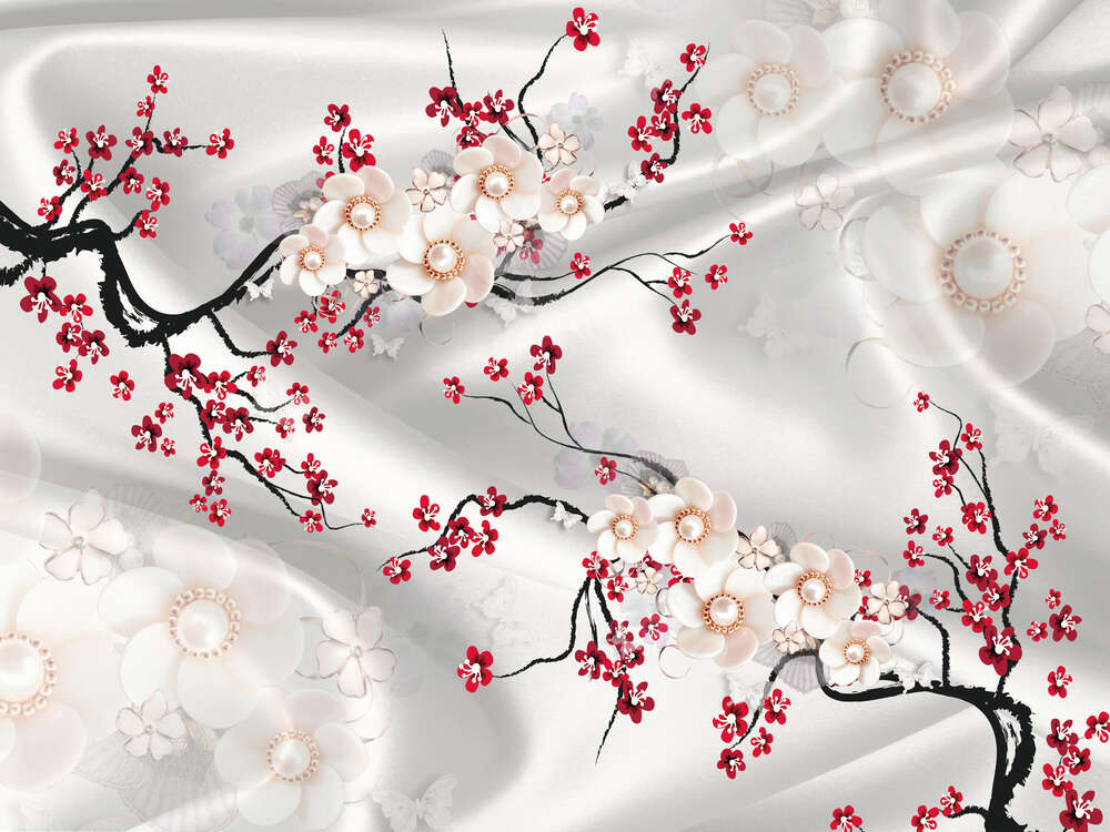 картина-постер Перлинні квіти сакури
