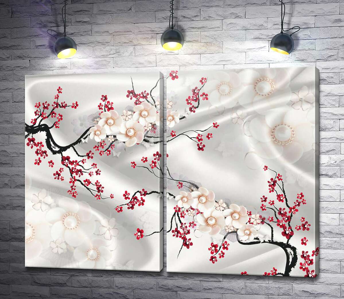 модульная картина Жемчужные цветы сакуры
