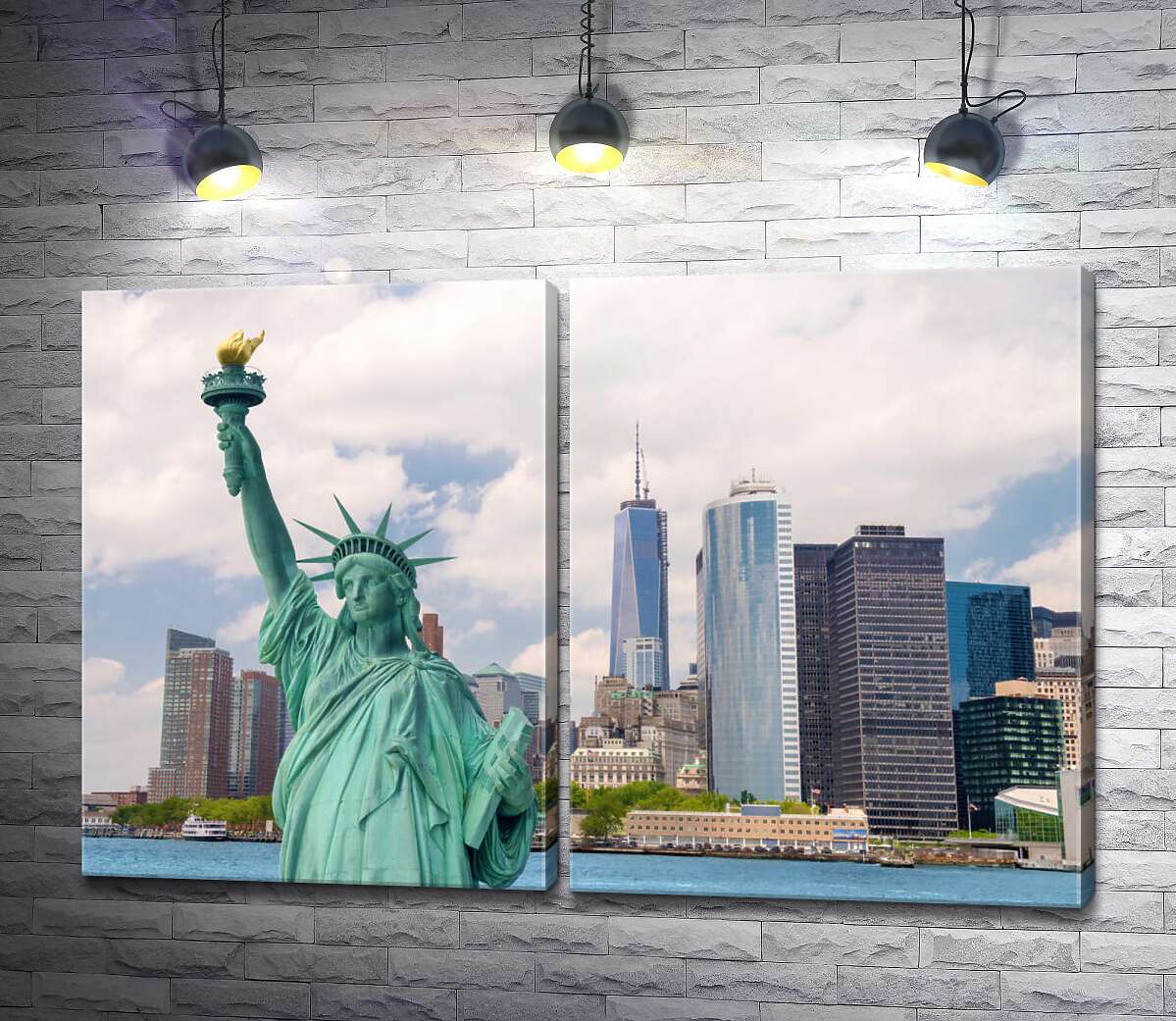 модульная картина Статуя свободы возле Манхэттена