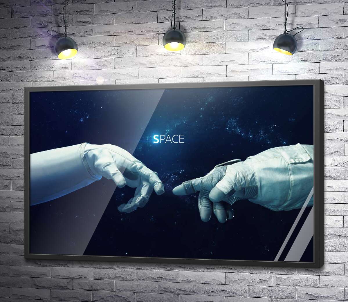 постер Прикосновение астронавтов в стиле Микеланджело