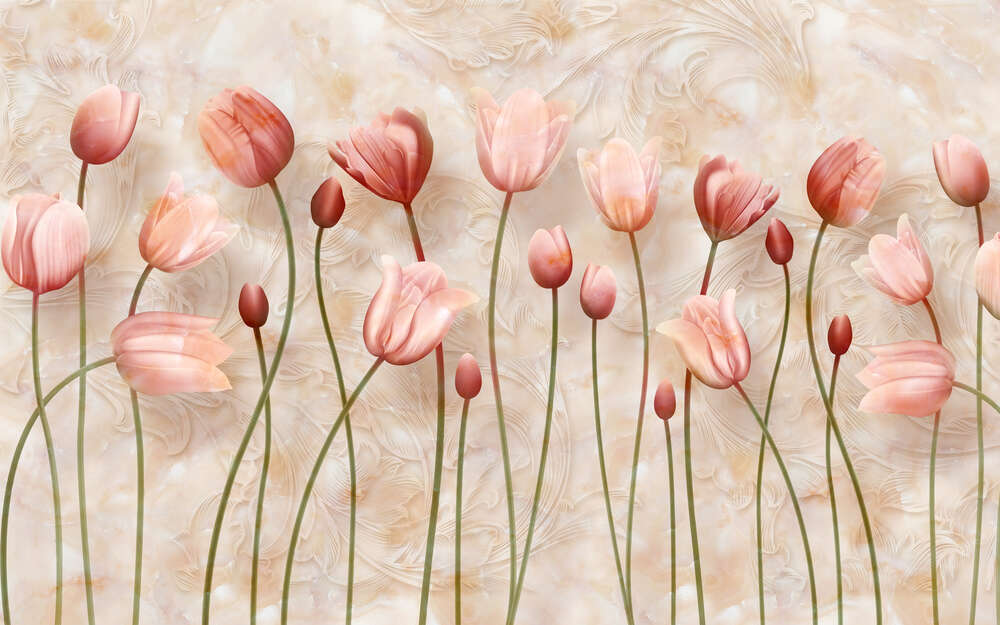 картина-постер Ніжні бутони тюльпанів у пастельних тонах