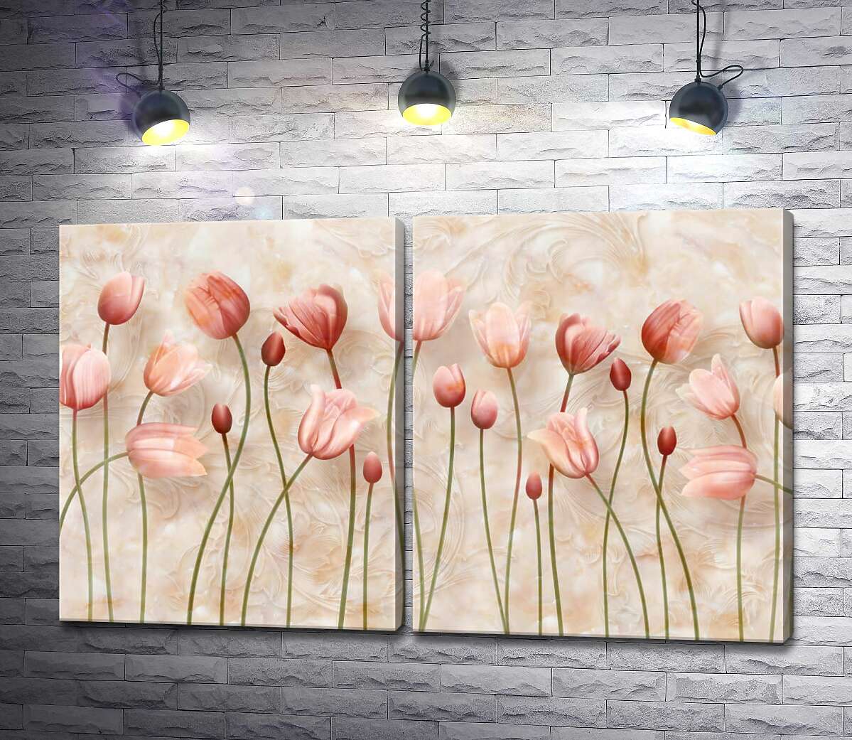 модульна картина Ніжні бутони тюльпанів у пастельних тонах