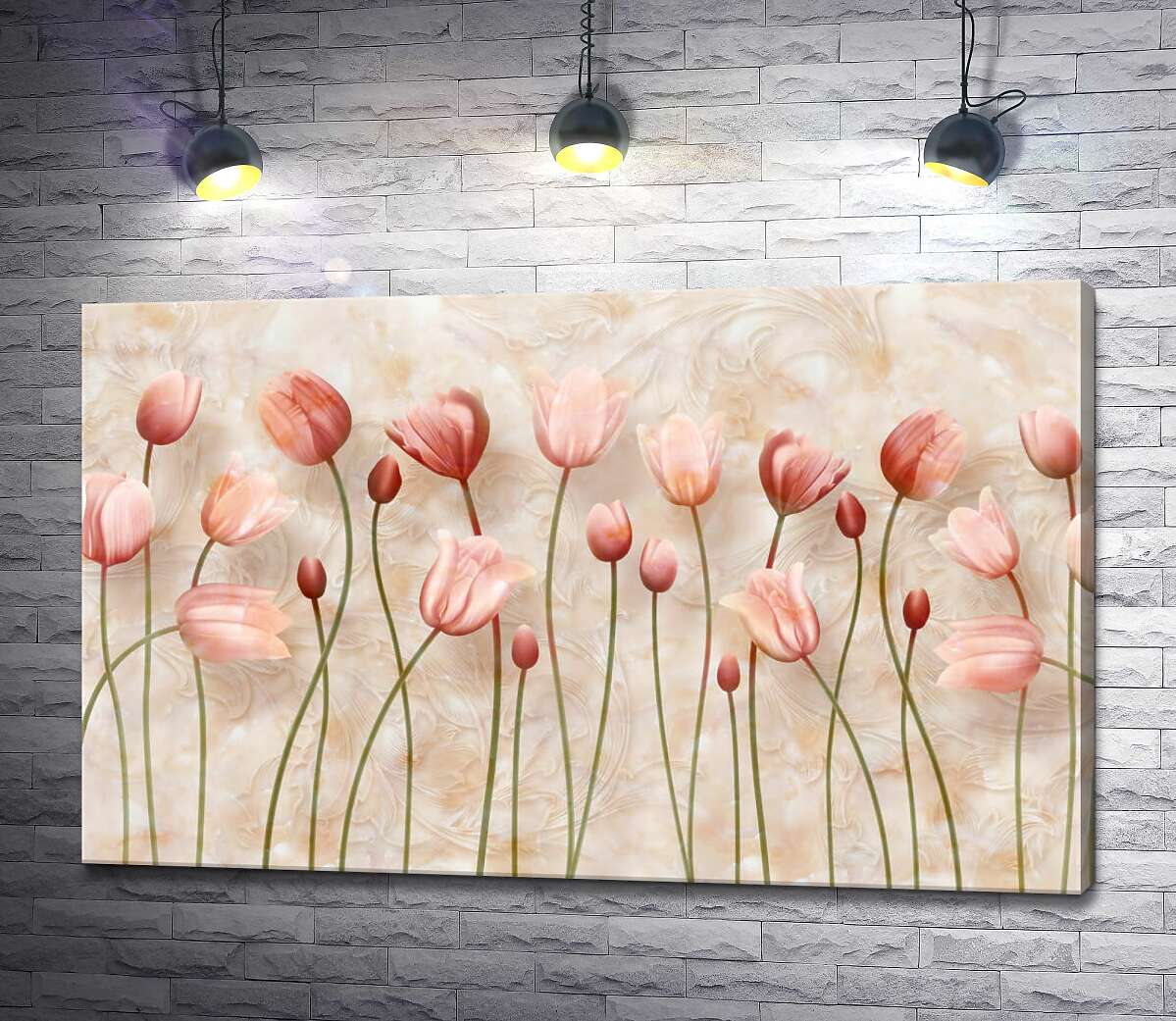 картина Нежные бутоны тюльпанов в пастельных тонах