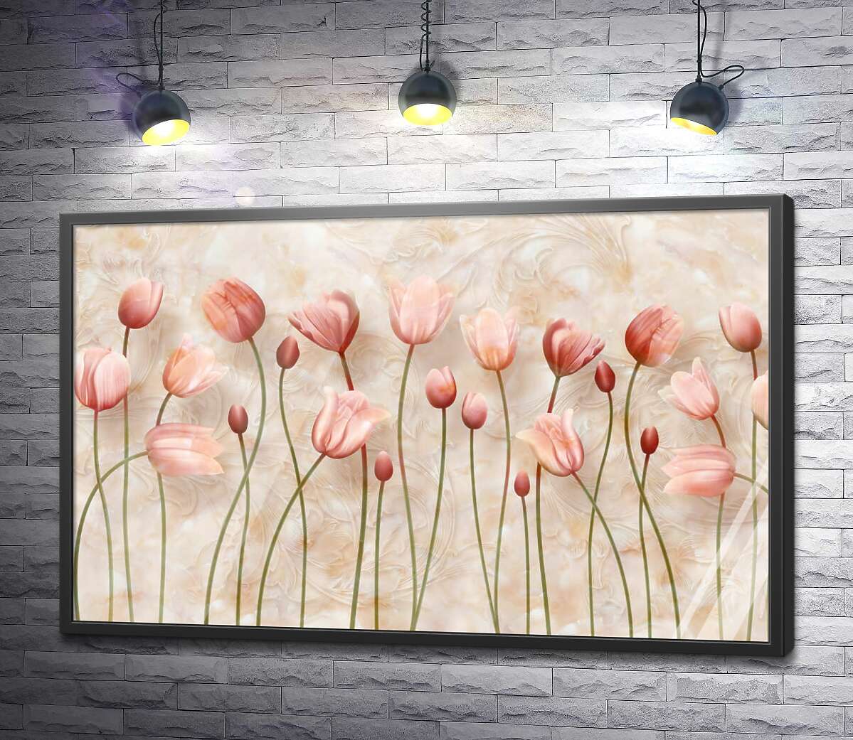 постер Ніжні бутони тюльпанів у пастельних тонах