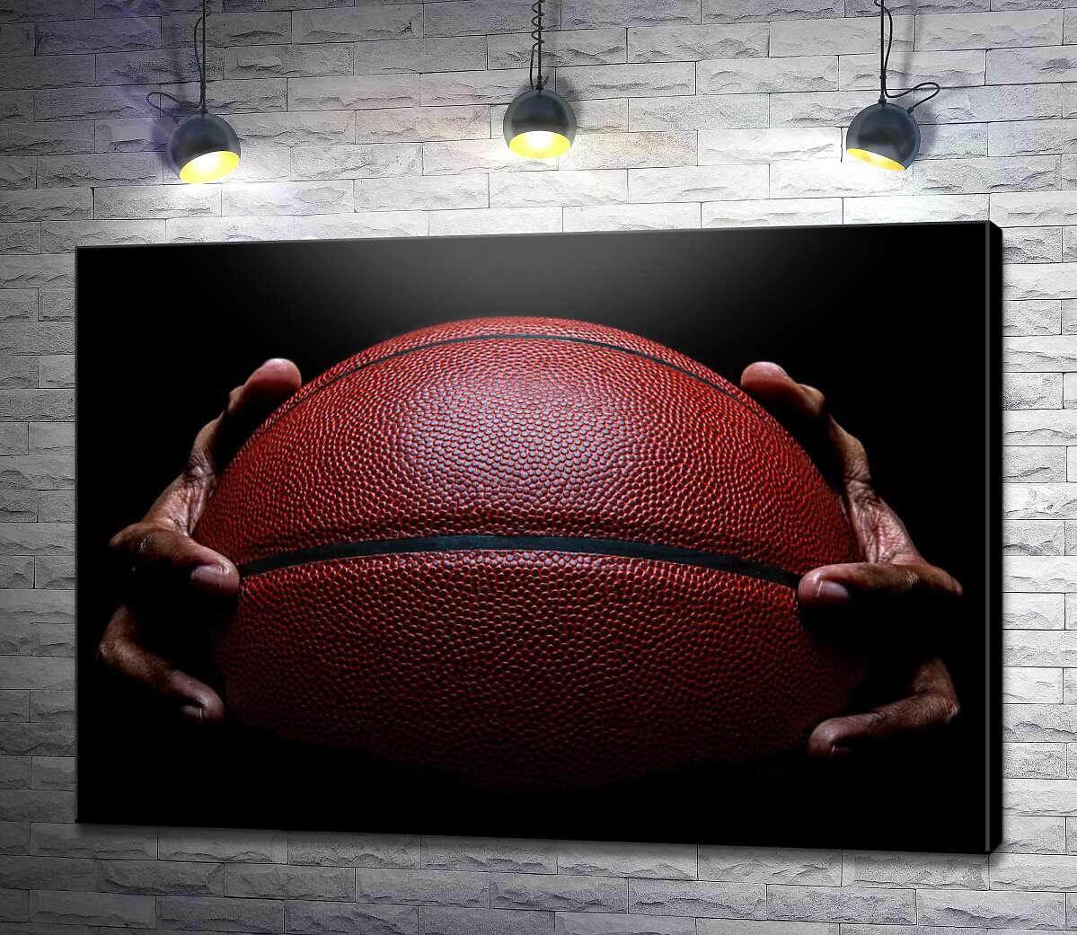 картина Баскетбольний м'яч у руках спортсмена