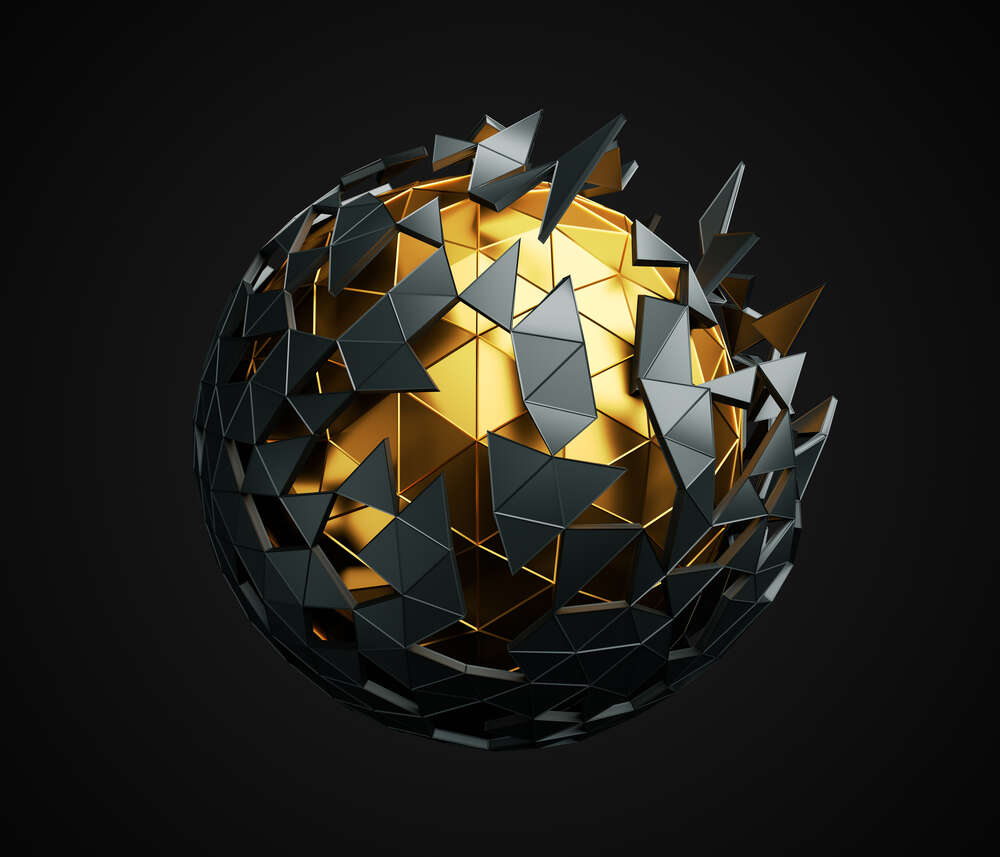 картина-постер Геометричний чорно-золотий полігональний 3Д шар