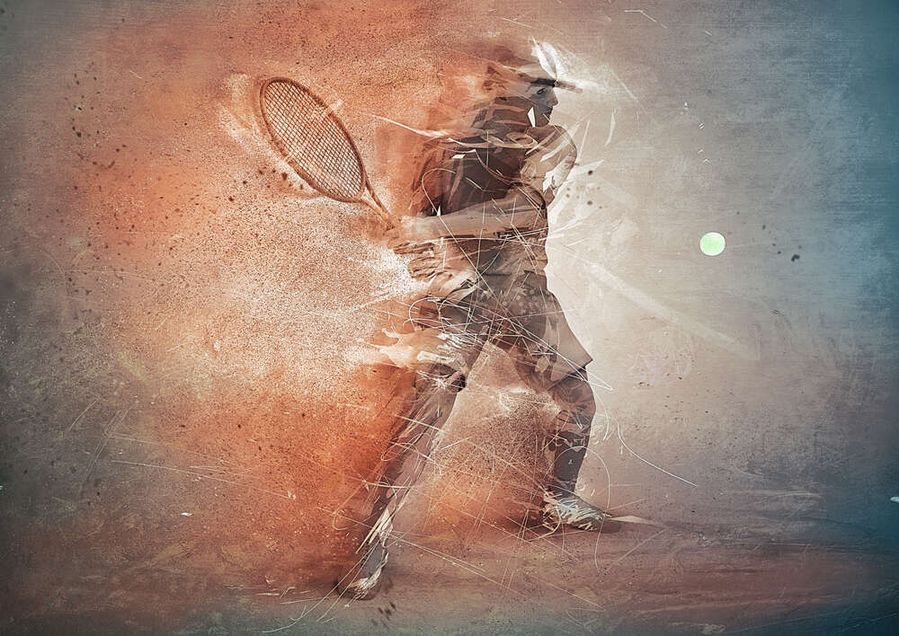 картина-постер Образ теннисиста, играющего в теннис