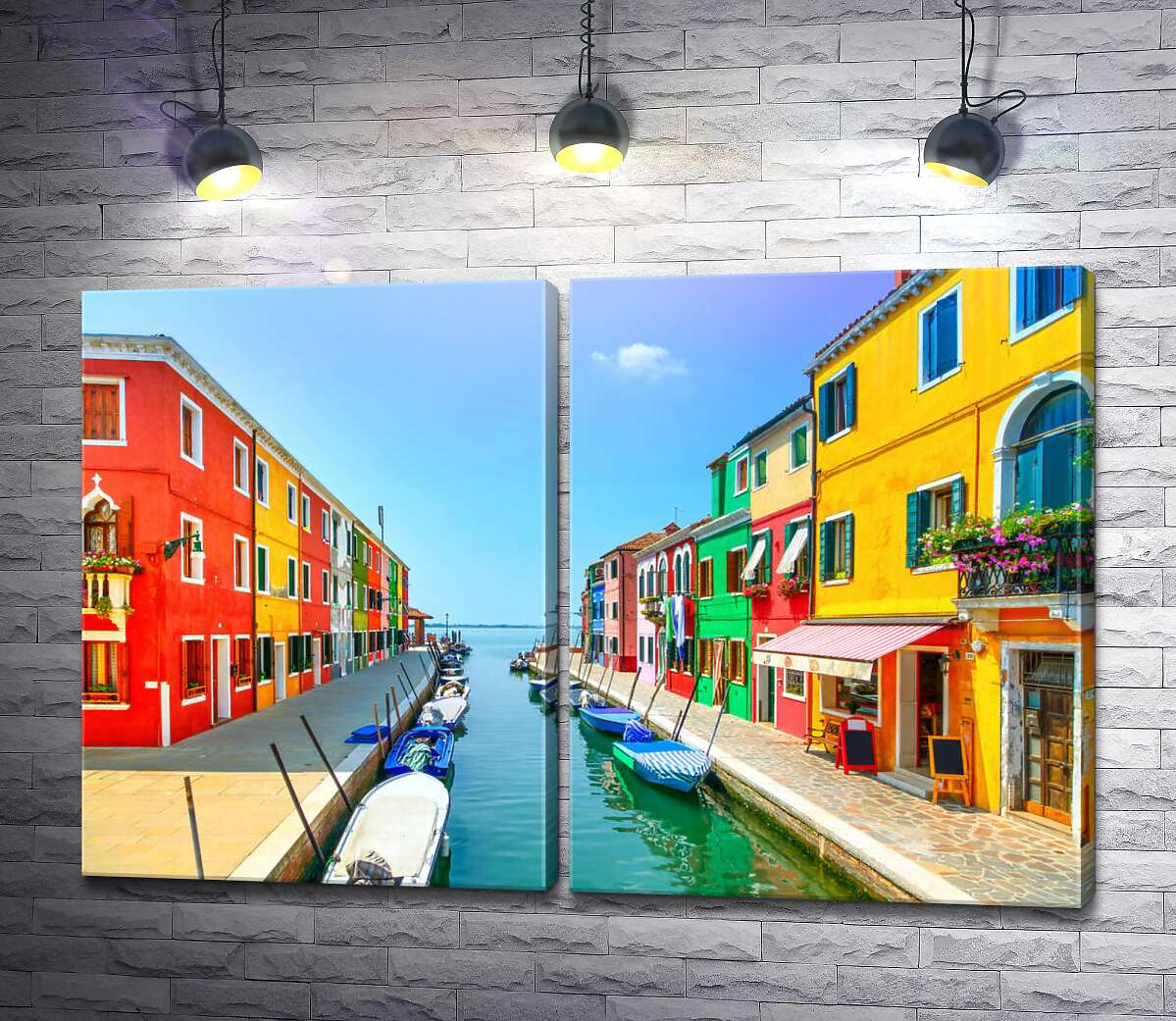 модульная картина Канал Венеции между красочных домиков