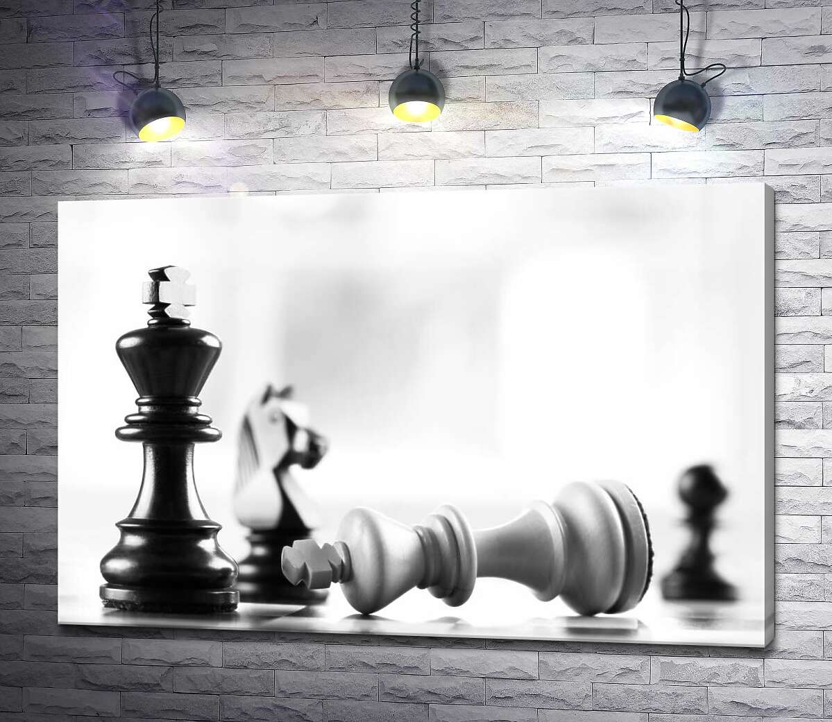 картина Шахові фігури: перемога чорних над білими