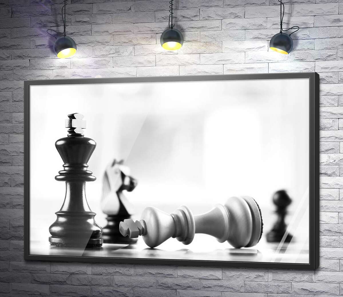 постер Шахматные фигуры: победа черных над белыми