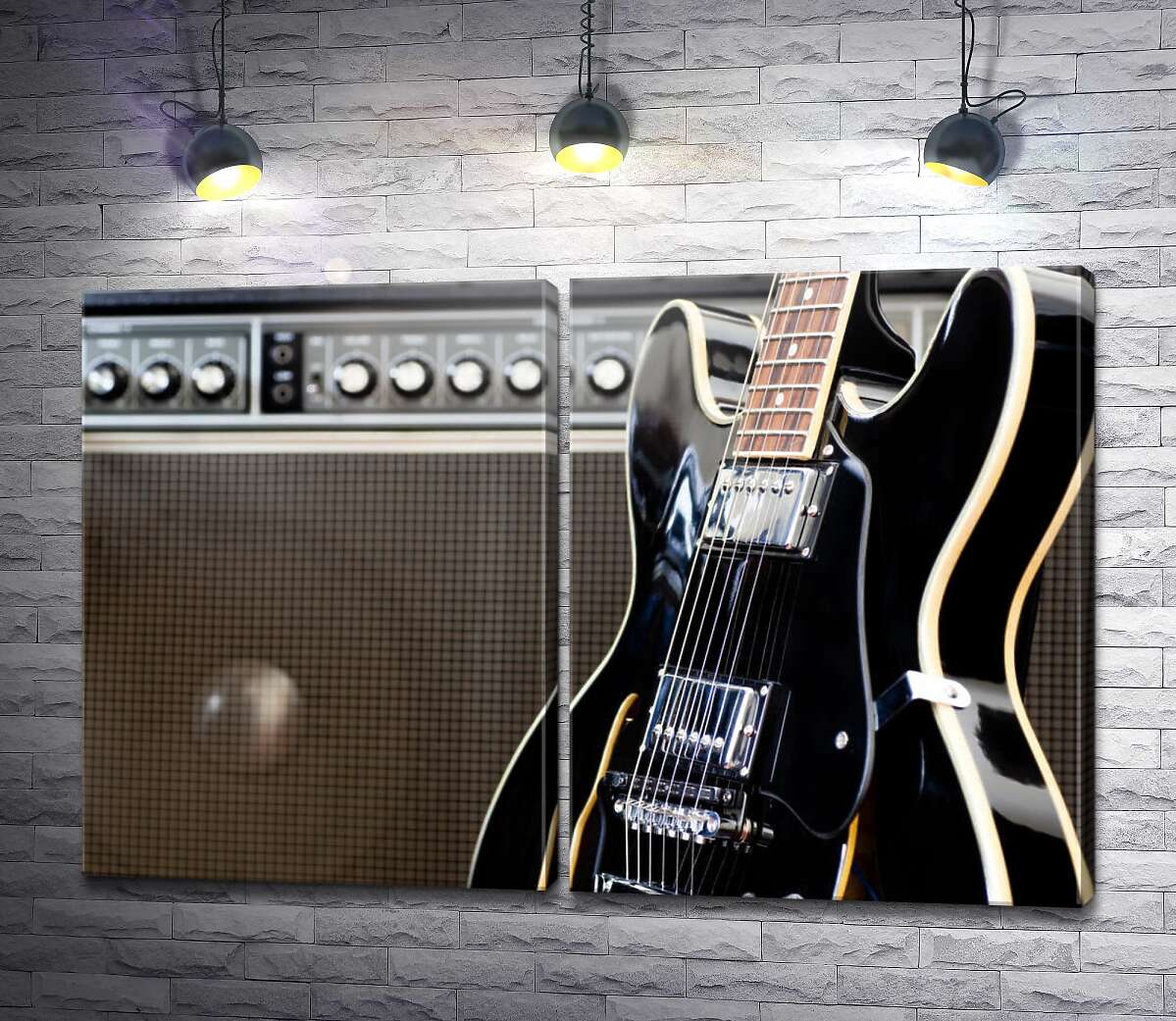 модульна картина Гітара на фоні аудіосистеми