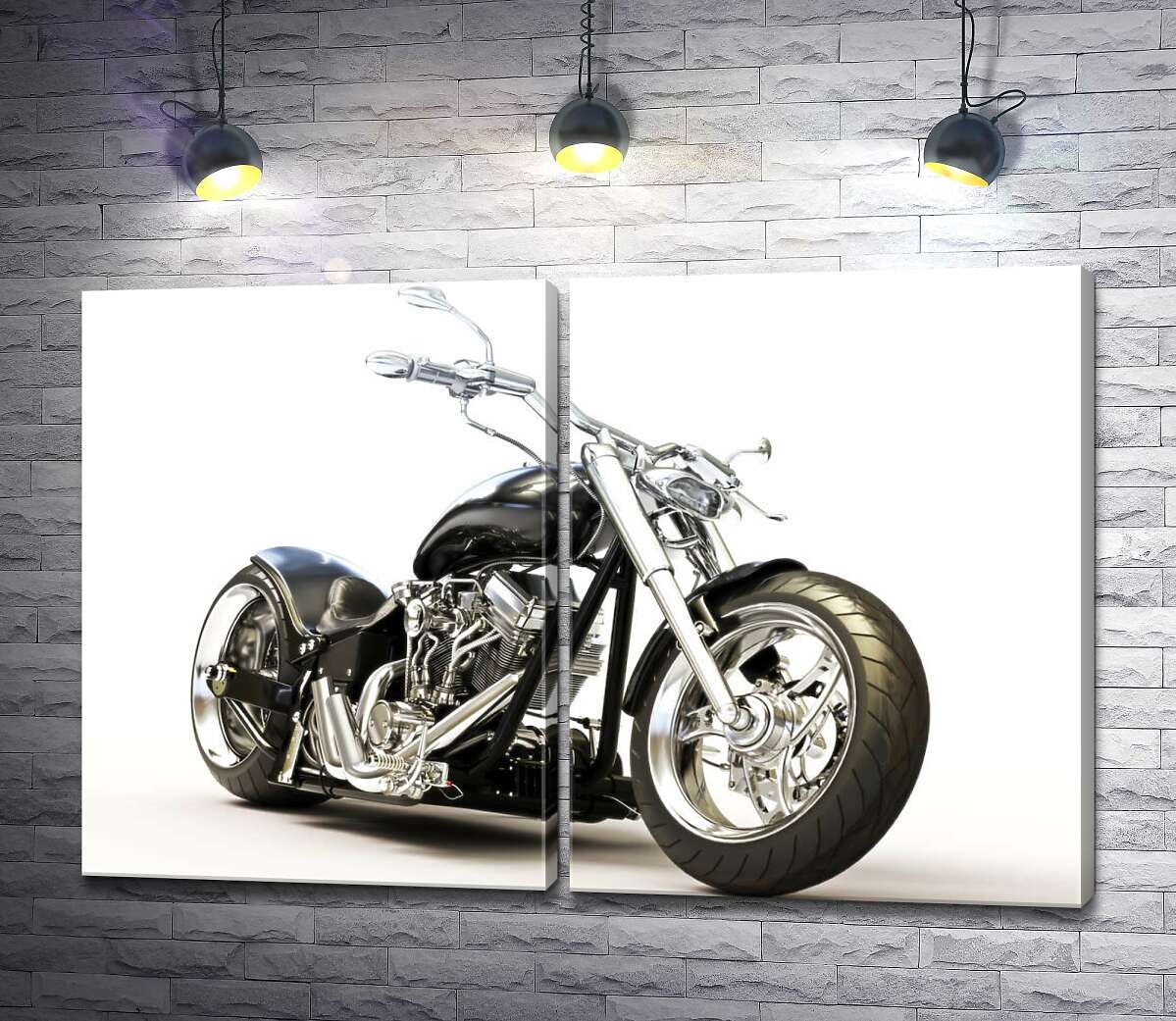 модульная картина Стильный черный мотоцикл