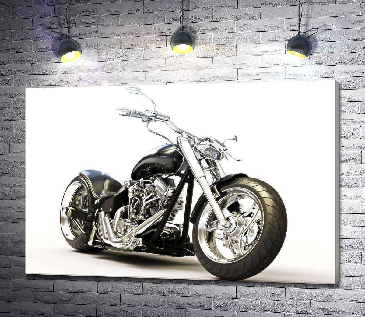 картина Стильный черный мотоцикл