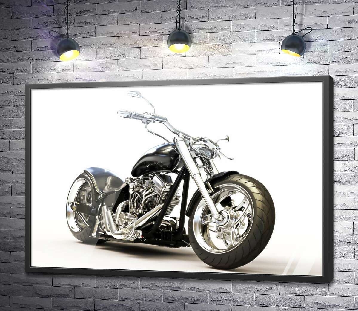 постер Стильный черный мотоцикл