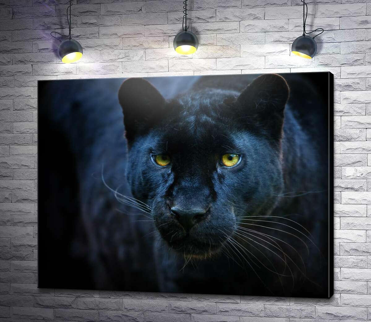 картина Чорна пантера з яскраво-жовтими очима