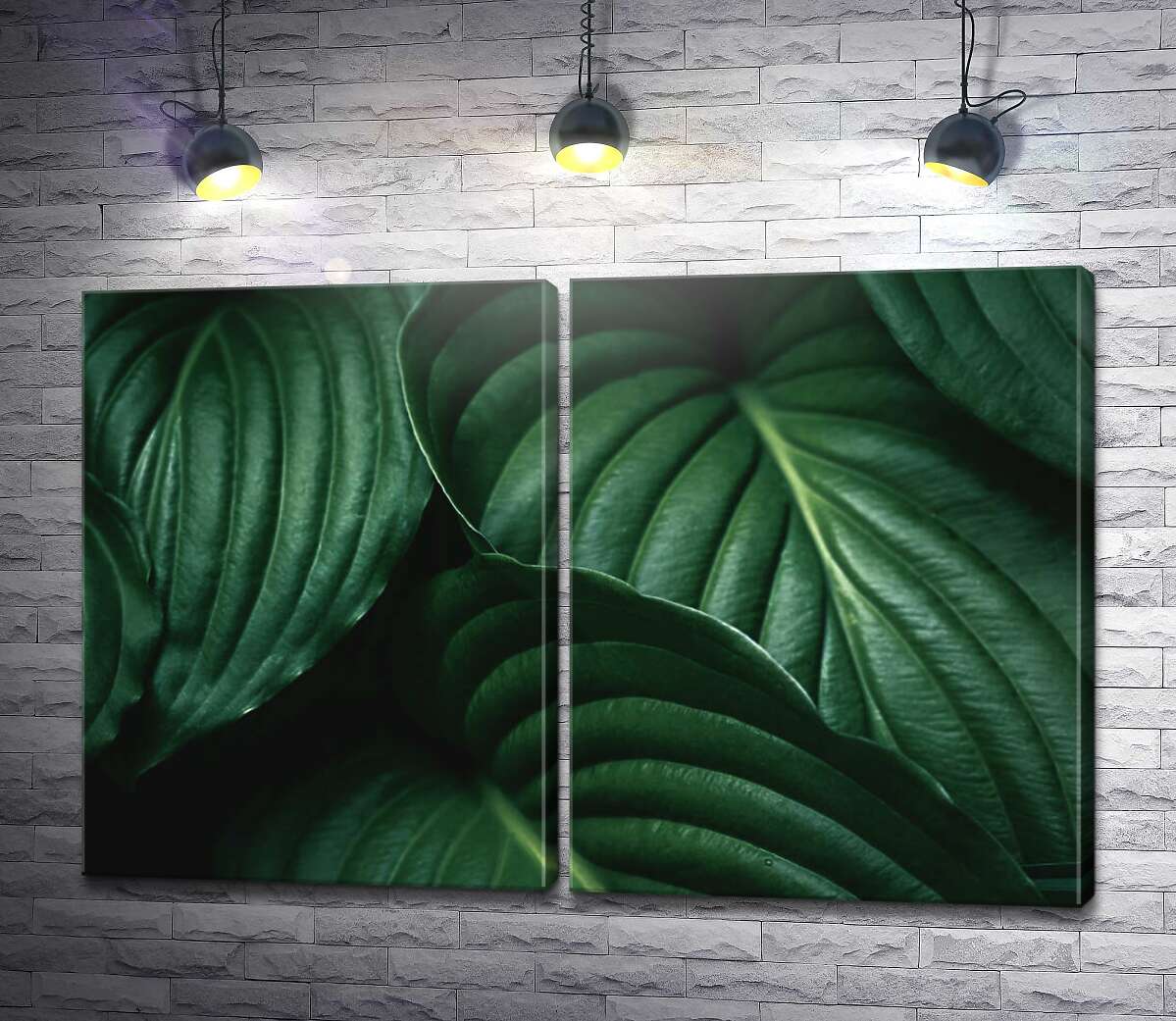 модульная картина Темно-зеленые тропические листья