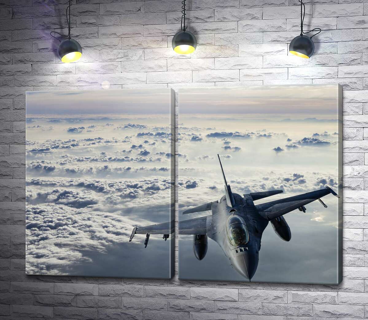 модульная картина Самолет F-16 Falcon в небе (Модуль №6)