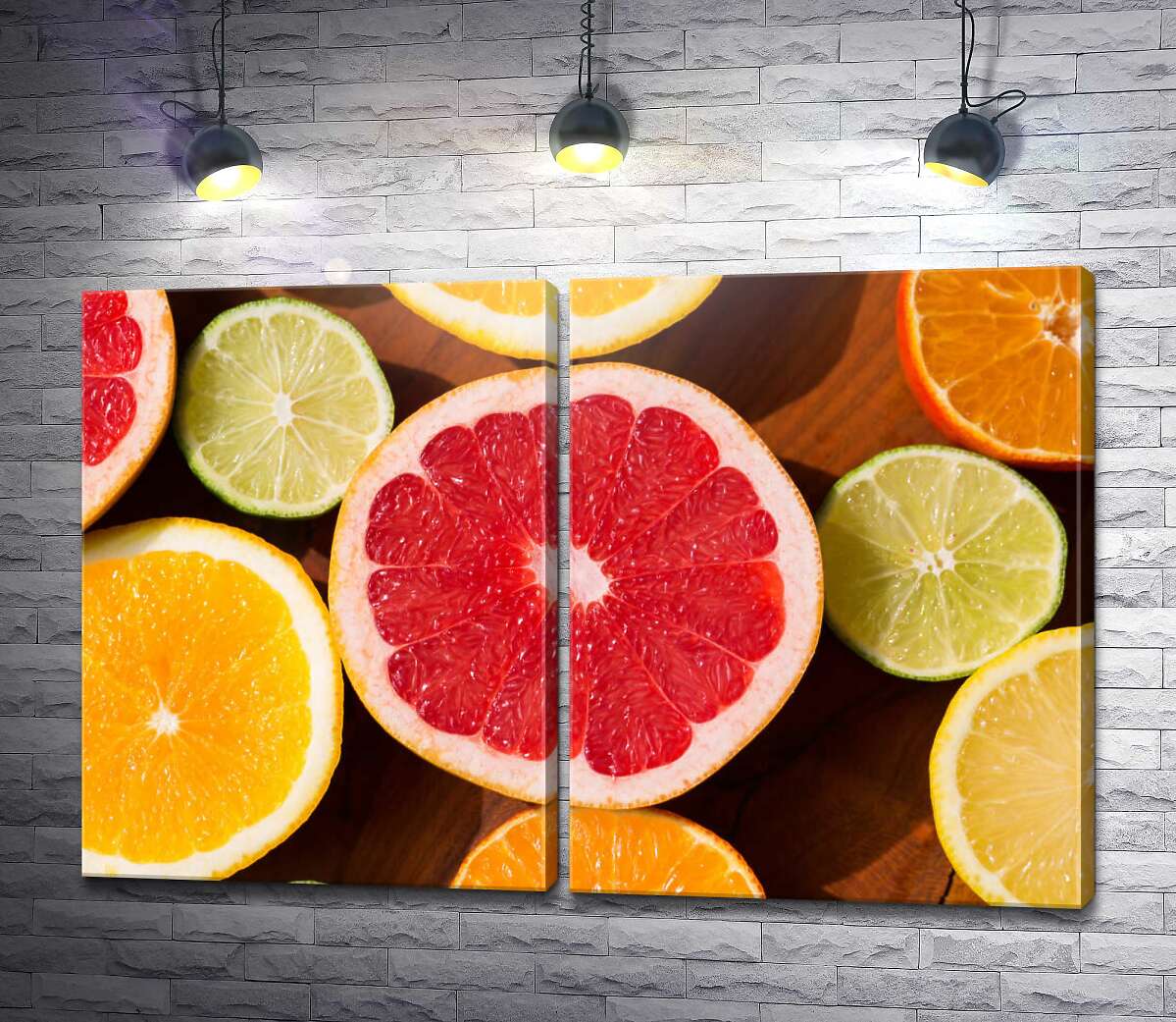 модульна картина Цитрусові фрукти у розрізі