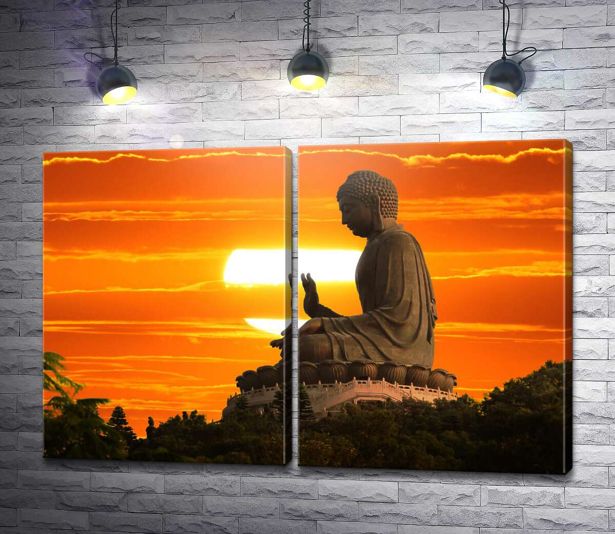 модульная картина Статуя Будды на закате