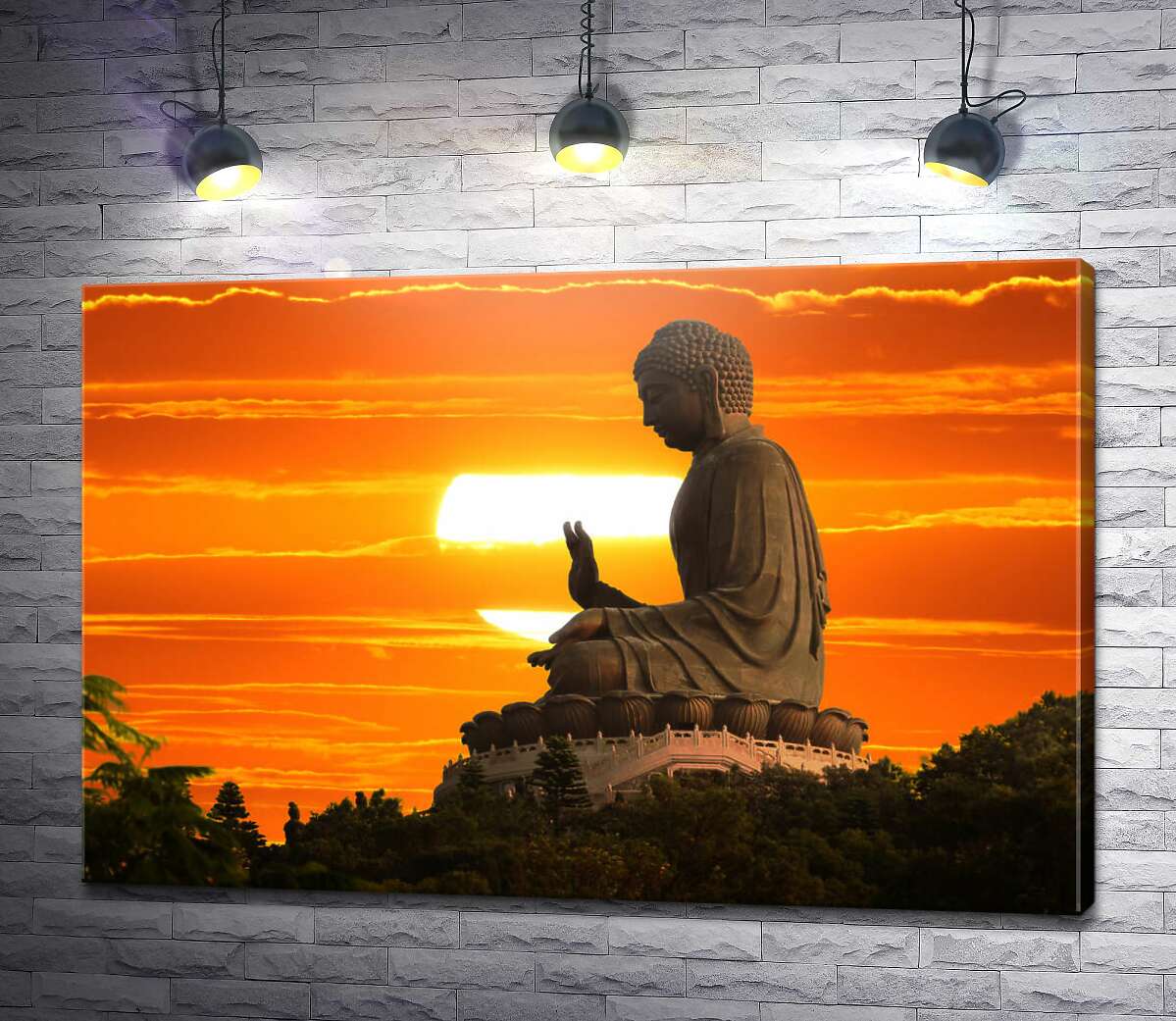 картина Статуя Будди на заході сонця