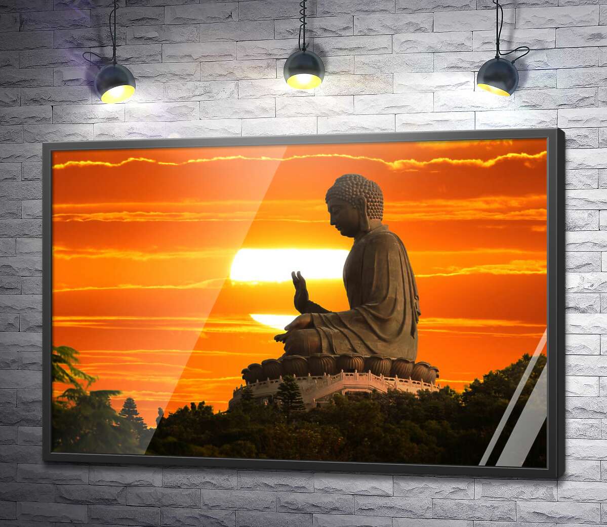постер Статуя Будди на заході сонця