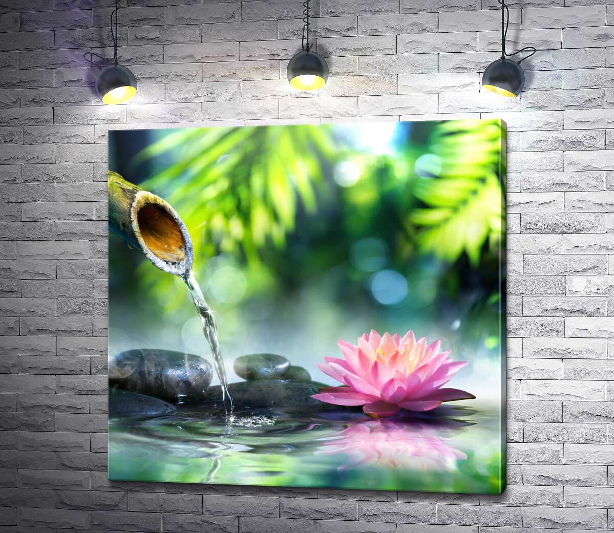 картина СПА композиция: бамбук, лилия и камни